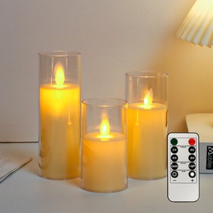 Luxury Led Sticks Candles Moving Flame <b>Battery</b> <b>Operated</b> Flameless Candle Gift Home Wedding Decor Electric Pillar Aura Candle - Product Image 2