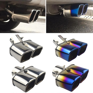 2.5-inch Double Tube <b>square</b> Tailpipe Throat Automotive Exhaust Stainless Steel Tailpipe Throat Accessories - Product Image 4