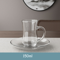 Ensemble de verres à thé turcs 150 ml, tasses à thé marocaines vintage dorées avec poignée pour boissons chaudes et froides