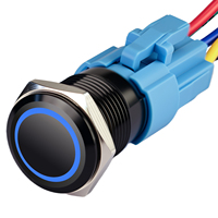 Interrupteur à bouton-poussoir Langir 12mm 16mm 19mm 22mm 25mm, à enclenchement momentané ou à maintien, éclairé, étanche IP65, marche/arrêt