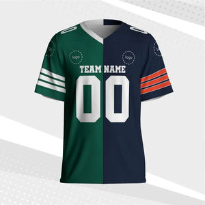 Maillot de football bicolore personnalisé, demi-maillot uniforme fendu, maillots en maille de football américain à sublimation vierge - Product Image 3