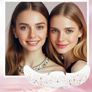 Patchs de maquillage de visage de <span class=keywords><strong>tatouage</strong></span> temporaire pour femmes taches de rousseur métalliques estampage à chaud autocollants en papier étanche argent doré pour les fêtes - Product Image 2