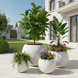 Pot Bunga Fiberglass Sederhana Ramah Lingkungan Ukuran Besar Gaya Amerika untuk Penggunaan di Luar dan Dalam Ruangan untuk Kondisi Taman - Product Image 1