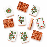 Jeu de Mahjong Américain Professionnel en Acrylique 4 Couches de Luxe 160 Tuiles, Style Marbre Gravé, Personnalisé Cristal Rouge, Vente en Gros