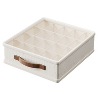 Boîte de rangement pour sous-vêtements en coton et lin Tianshan personnalisée SNH1002, compartiment empilable, design pliable pour armoire, trois-en-un