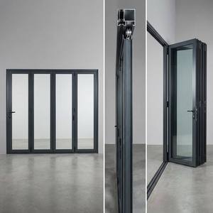 <span class=keywords><strong>Porte</strong></span> <span class=keywords><strong>pliante</strong></span> en aluminium imitation bois, finition chêne, <span class=keywords><strong>porte</strong></span> patio extérieure à double battant avec grilles décoratives pour résidence classique - Product Image 2