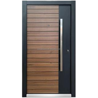 Porte d'entrée extérieure en acier et bois composite Zonle, porte de sécurité principale pour les maisons