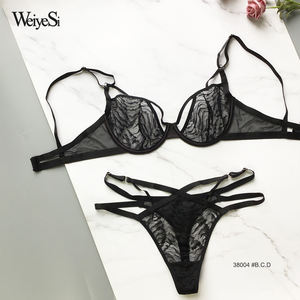 Soutien-gorge en dentelle pour filles sexy avec photos de filles sexy, gros seins, soutien-gorge transparent, soutien-gorge aérien transparent, ensemble de culotte - Product Image 2