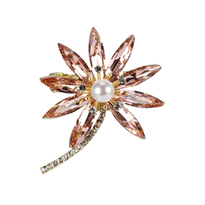 Nuevo Broche de Árbol de Coco de Cristal para <span class=keywords><strong>Mujer</strong></span>, con Perlas y Diamantes de Imitación, Diseño de Hoja y Flor, Estilo Coreano, Accesorio de Lujo Ligero para Abrigo - Product Image 1