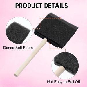 Ensemble de pinceaux en éponge noire avec manche en bois, légers et durables, tailles de 1 à 4 pouces pour la <span class=keywords><strong>peinture</strong></span>, la teinture, les vernis, le bricolage - Product Image 5