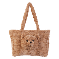 Sac fourre-tout en peluche 3D interactif mignon, sac à bandoulière doux et moelleux avec tête d'animal amovible, cadeau pour enfants et filles