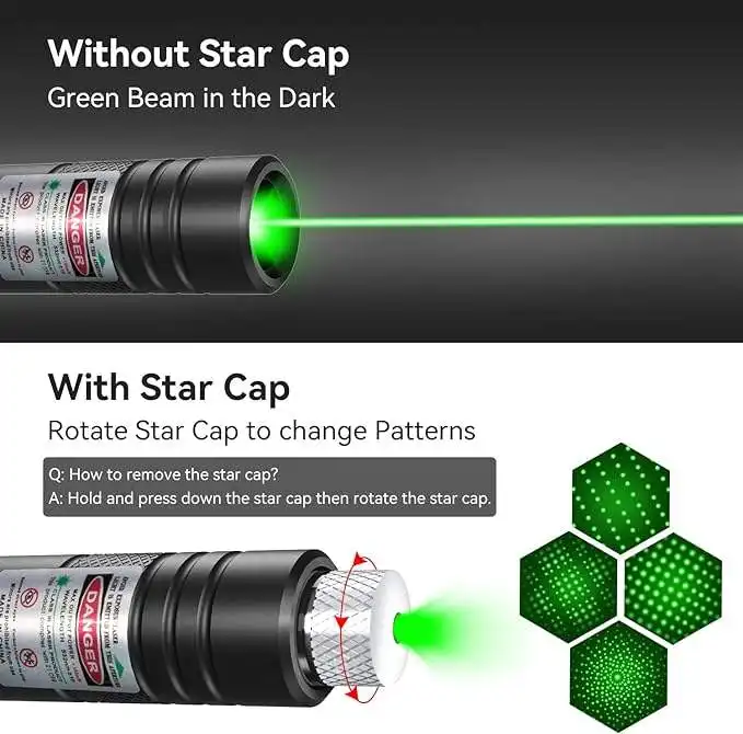 Pointeur laser vert rechargeable par USB Stylo à faisceau laser longue portée haute puissance