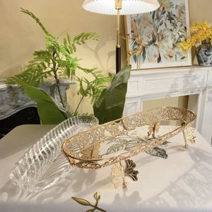 Khay đựng trái cây, đồ ăn nhẹ hình oval bằng thủy tinh pha lê, họa tiết cây cối sang trọng, cao cấp, sáng tạo - Product Image 2
