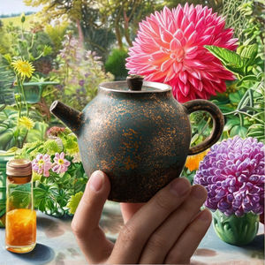 Evergreen rétro Vintage petite théière Kung Fu service à thé unique en céramique bouilloire glaçure or argent main aiguière théière Design Style - Product Image 3