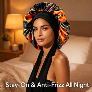 <span class=keywords><strong>Bonnet</strong></span> de nuit en <span class=keywords><strong>satin</strong></span> anti-frisottis avec longs liens ajustables pour tresses longues et <span class=keywords><strong>cheveux</strong></span> bouclés – Protection capillaire de nuit - Product Image 4