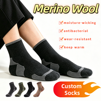Chaussettes de sport d'extérieur en laine mérinos tricotées, épaisses, doublées, résistantes à l'usure, absorbant l'humidité, chaudes, pour l'automne, l'escalade, la randonnée