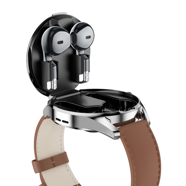 DF D9 Zinc Alloy Shell Large Dial Face Business Men Smart Watch TWS Earbuds Headset Integrated 2 1 Luxury Design Waterproof Long