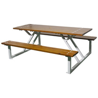 Table de pique-nique en bois WPC rectangulaire commerciale publique extérieure avec banc école extérieur Restaurant jardin patio Table à manger