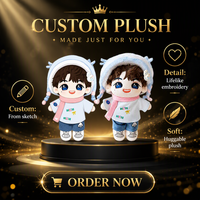 Poupée en peluche personnalisée Kpop Idol avec short en jean brodé et écharpe tricotée, jouet en coton PP doux, cadeau