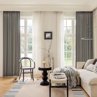 Rideaux en coton et lin de luxe bleu ciel, tissu occultant pour le salon, la chambre de garçon, la maison