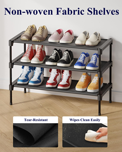 Étagère à chaussures à 3 niveaux, étagère à chaussures en tissu non tissé, organiseur de chaussures pour placard, entrée - Product Image 5