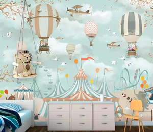 Papier peint mural pour enfants, animaux <span class=keywords><strong>de</strong></span> cirque, <span class=keywords><strong>montgolfière</strong></span>, parc d'attractions, papier peint pour la décoration <span class=keywords><strong>de</strong></span> la chambre des enfants - Product Image 5