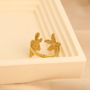 Bague en acier inoxydable ajustable personnalisée, mignonne, série Océan, tortue de mer et étoile de mer - Product Image 4