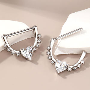 Toposh, nuevo diseño, anillo de pezón de diamante de acero inoxidable, joyería <span class=keywords><strong>Piercing</strong></span>, mariposa india, corazón, estrella, conejito, adornos, anillo para pezón - Product Image 4