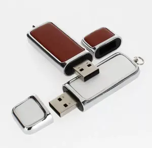 OEM Leather USB Flash Drive 16GB 32GB 64GB 2.0 3.0 Metal USB Key 1GB 2GB 4GB 8GB Pendrives with Keychain