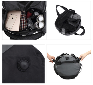 Sac de sport et de voyage en nylon imperméable avec compartiment sec/humide, idéal pour la natation, le fitness, le sport et la gym, convertible en sac à dos, sac à bandoulière et sac travers. - Product Image 6