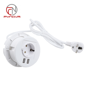 Prise de courant <span class=keywords><strong>multicouche</strong></span> ronde intégrée à œillet USB Prise de rallonge de bureau encastrée IP44 Plastique pour les normes EU AU CN - Product Image 1