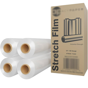 Prix de gros noir 50cm * 300m * 18mic LLDPE Film étirable en plastique souple haute brillance étanche à l'humidité coulée industrielle 500mm - Product Image 1