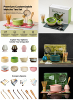 Bol à matcha en céramique, pot à matcha de qualité supérieure, tasses à matcha martelées à la main Canakin avec logo, repose-cuillère à matcha chromé