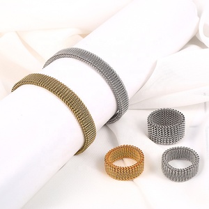 Bracciale primavera VEROMCA placcato oro nero maglia elasticizzata Design gioielli bracciale in acciaio inox da uomo - Product Image 5