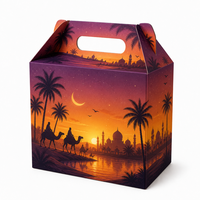 Boîte d'emballage personnalisée haut de gamme pour friandises arabes avec poignée, vente en gros, boîtes de cadeaux Ramadan Kareem pour petites entreprises, OEM