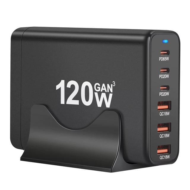 120W GAN Charger 6-port USB Type C PD Charger Fast Charge 3.0 USB Type C Fast Charger Mobile USB Tablet Laptop
