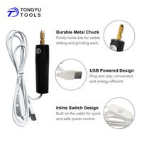 Mini perceuse électrique USB 5V avec mandrin de 0,7 à 1,2 mm, interrupteur marche/arrêt, outil rotatif micro portable pour la gravure et le polissage DIY