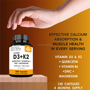 Vitamine D3 & K2, Magnésium B6, Zinc, Quercétine, Énergie, Immunité, Santé Musculaire, 60 Capsules pour Adultes - Product Image 3