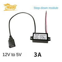 Module de conversion de puissance USB 12V vers 5V 3A pour voiture, mini chargeur double port pour navigateur et enregistreur, en ABS