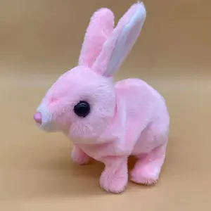 Pánico Compra Simulación mascota de peluche eléctrico conejo blanco saltará llamará a los niños jugar cada mascota juguetes eléctricos