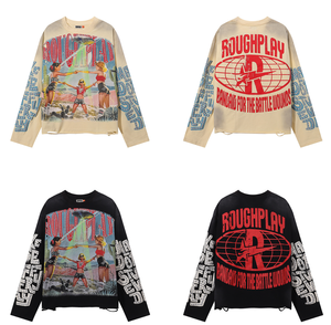 Hoodie Vintage Lengan Panjang Streetwear Kasual High Street Pria 2026 Berkualitas Tinggi 100% Katun Kasar dengan Efek Vintage yang Terlihat Usang - Product Image 1