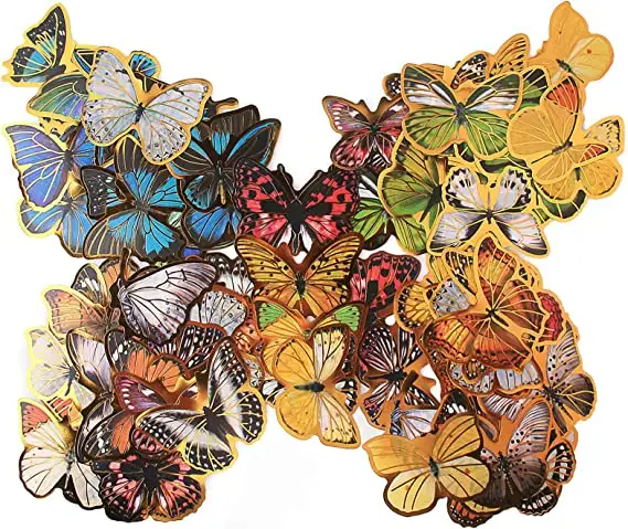 Transparent PVC aesthetics stickers Gold foil floral sticker vintage butterfly decorative decals sticker for envelope wrapping