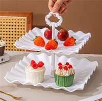 Présentoir à fruits et bonbons en plastique blanc européen à 3 niveaux, support multi-étages pour gâteaux, snacks et desserts pour mariage, hôtel, table basse