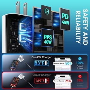 Adaptador para iPhone, Cargador Rápido USB C de 40W para iPhone 17/16/16 <span class=keywords><strong>Pro</strong></span>/16 <span class=keywords><strong>Pro</strong></span> <span class=keywords><strong>Max</strong></span>/15/15 Plus/15 <span class=keywords><strong>Pro</strong></span>/15 <span class=keywords><strong>Pro</strong></span> <span class=keywords><strong>Max</strong></span> - Product Image 2