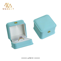 Boîte à bijoux en plastique avec anneau lumineux LED Webest, emballage de luxe bleu