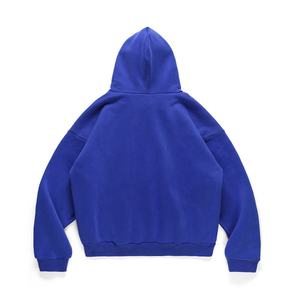 Sweat à capuche oversize décontracté pour homme, vintage, bleu Klein, avec double poche, logo imprimé personnalisé, sweat à capuche décontracté vierge - Product Image 2