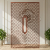 Paravent décoratif en acier inoxydable champagne, motif géométrique diamant découpé au laser, panneau grille pour séparation de pièce, décoration de hall d'hôtel