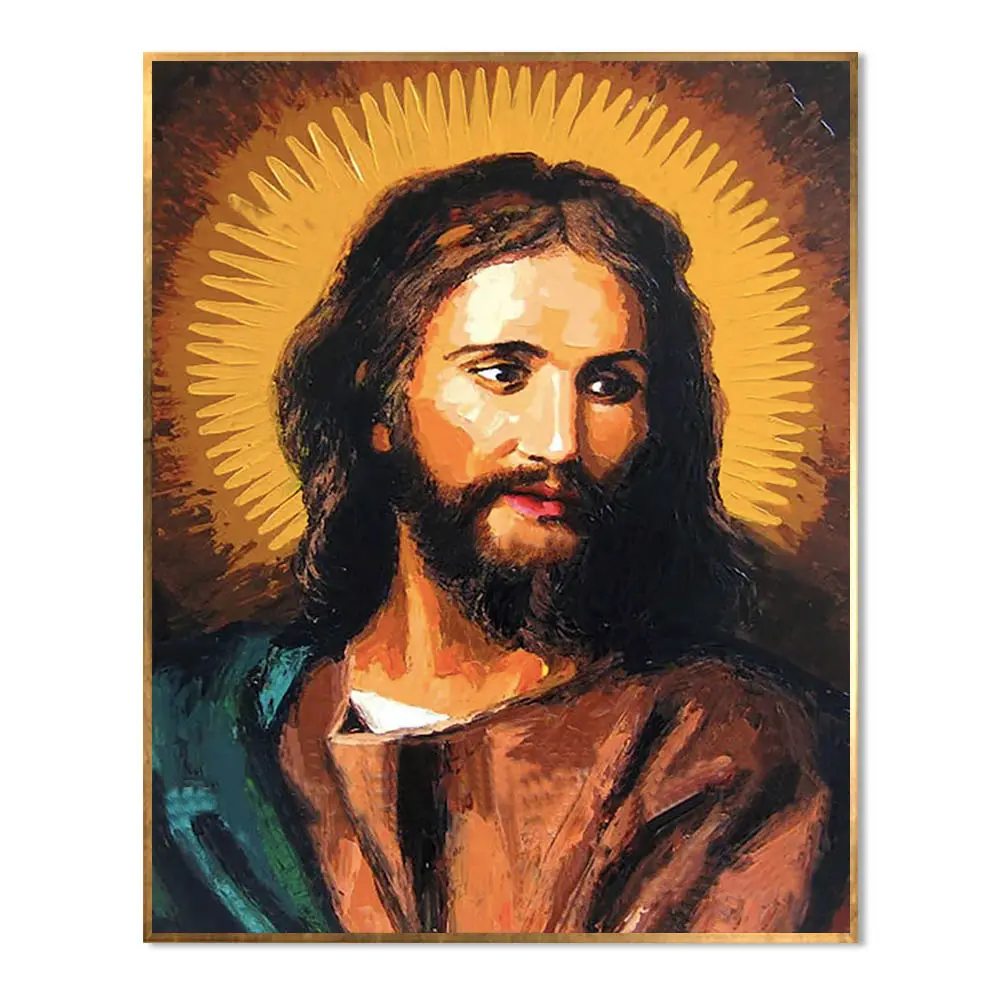 Großhandel handgefertigte Abbildung von Jesus Portrait Ölgemälde auf Leinwand für Dekoration handbemaltes 3D-Portrait Messer abstrakte Kunst