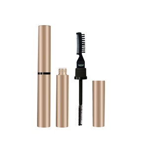 Tubos de Rímel Negros Personalizados de 10 ml con Envase Dorado y Peine, Botella de Envase Cosmético Reciclado - Product Image 1