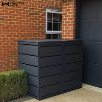 Abri de rangement extérieur élégant en aluminium à toit ouvert pour poubelles, enceinte métallique durable pour l'organisation des déchets, écologique